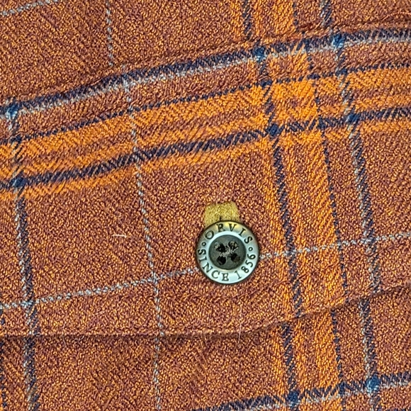 Men's Orvis Perfect Flannel Shirt Orange Plaid - L - Picture 11 of 15